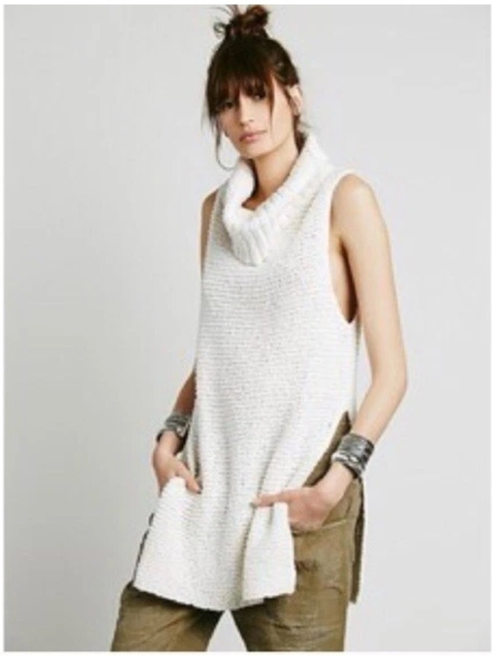 FREE PEOPLE Skyscraper Turtleneck Sleeveless Sweater Vest Size L